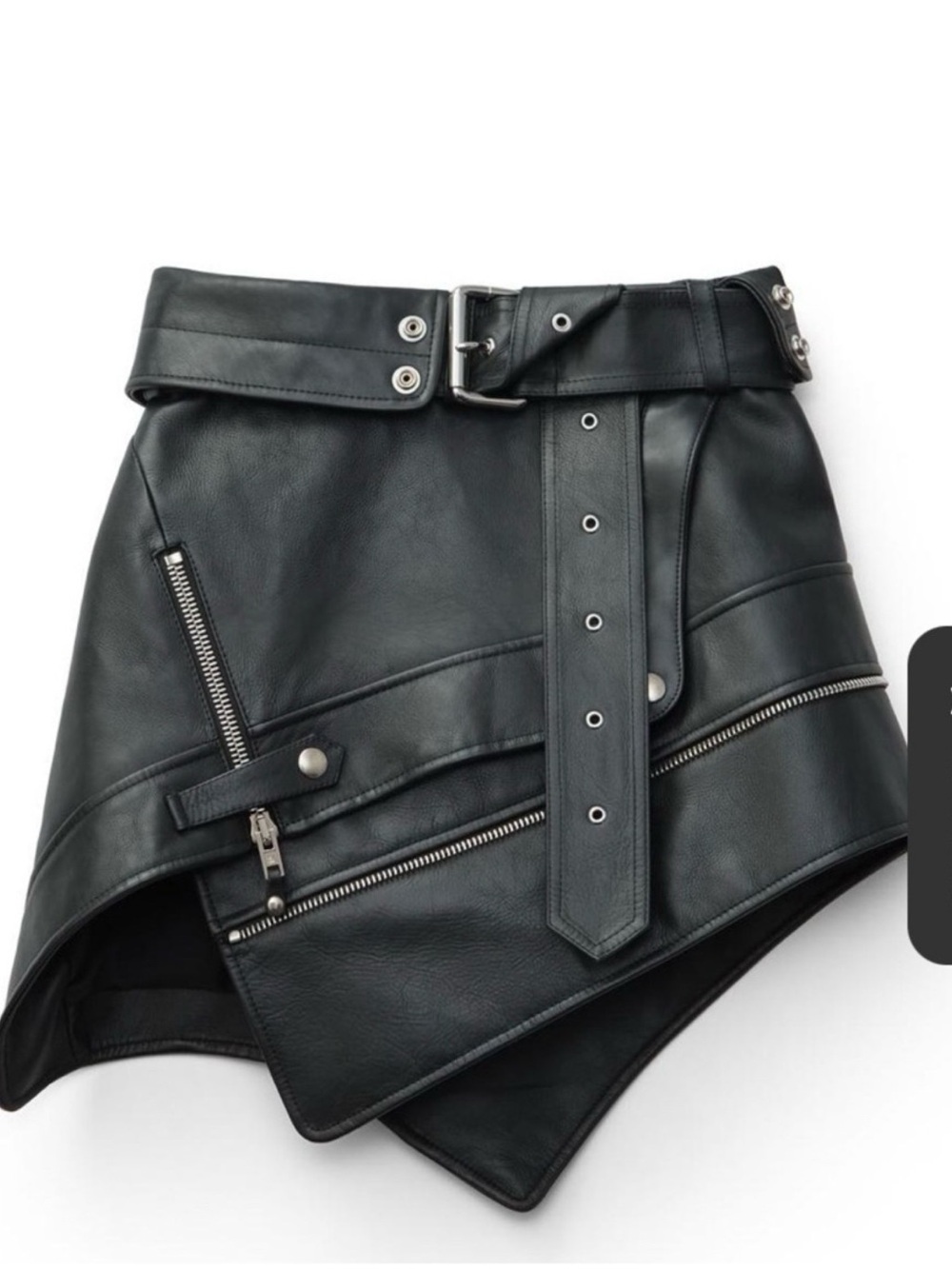 Zachary Genuine Leather Moto Mini Skirt